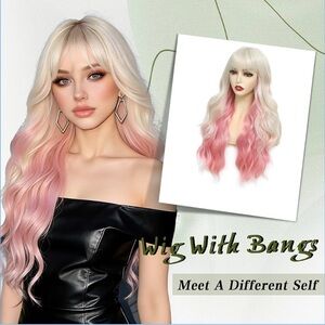Elegant Blonde and Pink Ombre Wig . C4